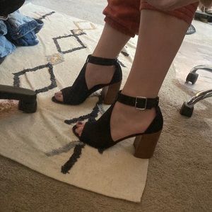 Steve Madden Black Sawyer Open Toe Block Heels